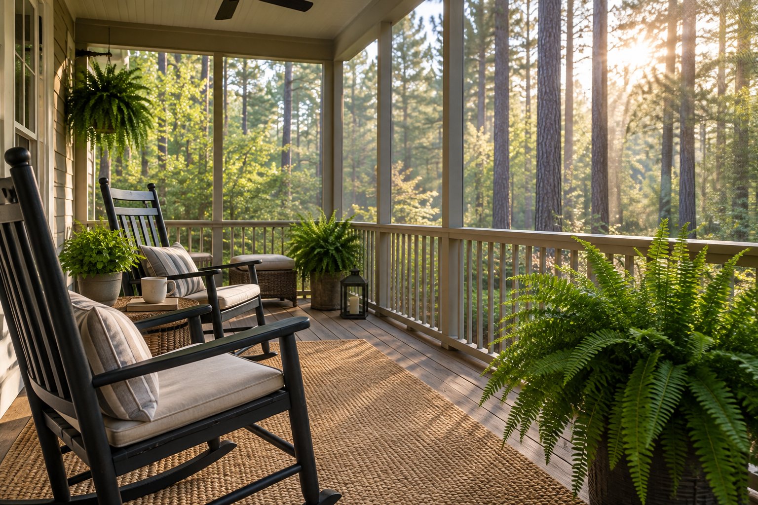 A cozy living room, illustrative